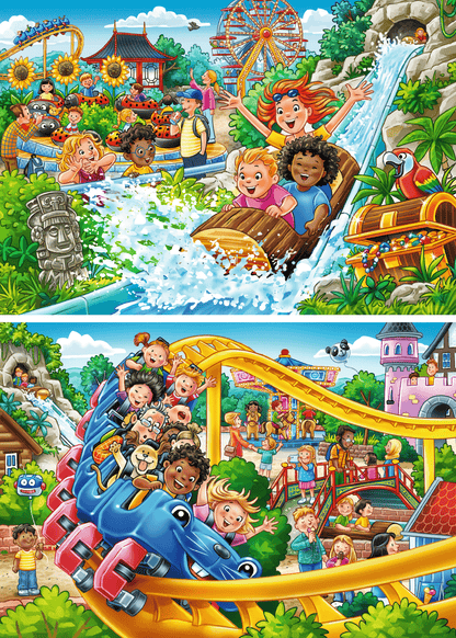 Ravensburger Amusement Park 2 x 24 piece children's jigsaw puzzle set featuring colourful carnival and amusement park scenes