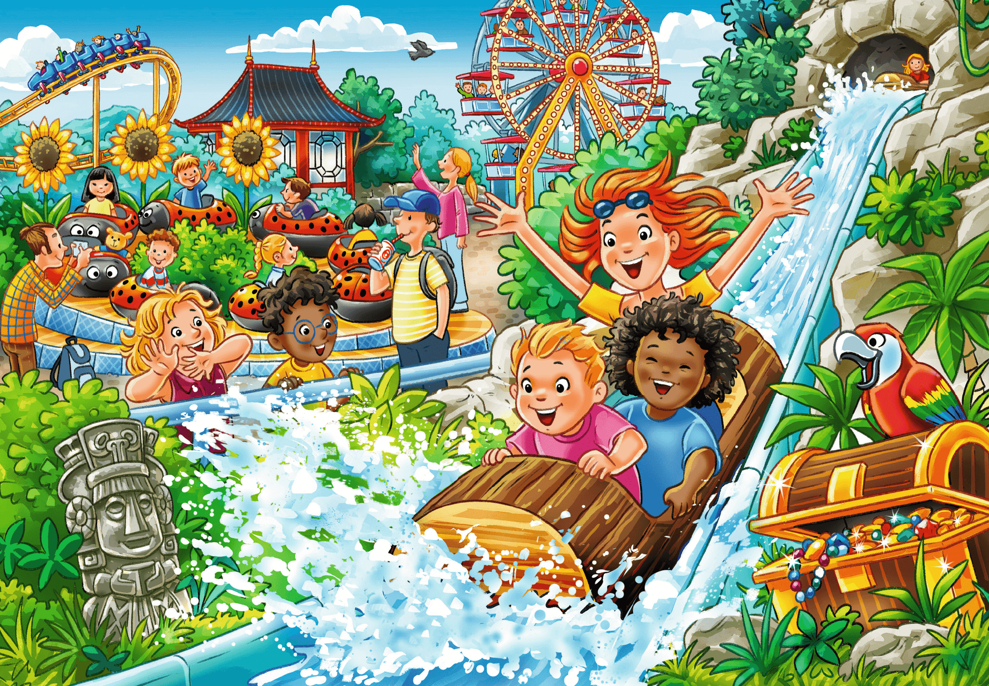 Ravensburger Amusement Park 2 x 24 piece children's jigsaw puzzle set featuring colourful carnival and amusement park scenes