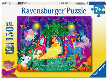Ravensburger The Magical Journey 150 XXL piece children's jigsaw puzzle featuring a princess in a strawberry carriage travelling through an enchanted forest