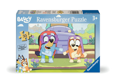 Ravensburger Bluey It's Granny Time! 35 piece children's jigsaw puzzle featuring Bluey and Bingo dressed as Janet and Rita