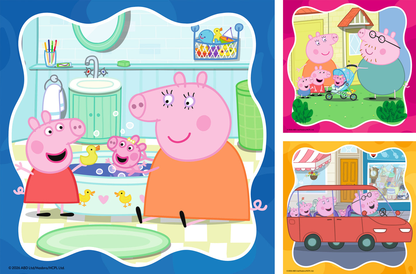 Ravensburger Family Firsts! Peppa Pig 3 x 49 piece children's jigsaw puzzle set featuring Peppa, George and baby Evie