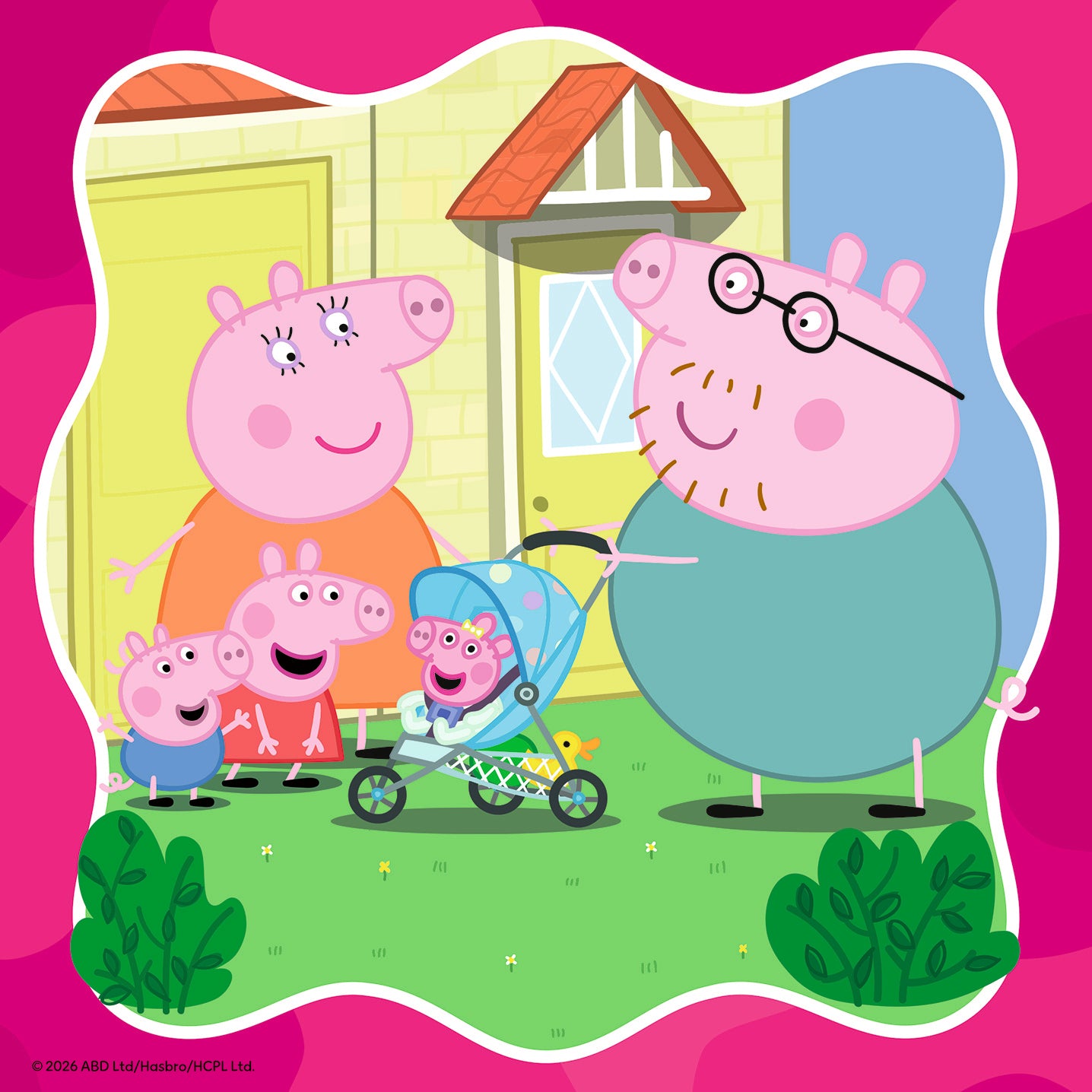 Ravensburger Family Firsts! Peppa Pig 3 x 49 piece children's jigsaw puzzle set featuring Peppa, George and baby Evie