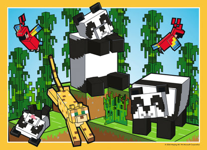 Ravensburger Minecraft Realms & Adventures 4 x 100 XXL piece children's jigsaw puzzle bumper pack featuring four Minecraft adventure scenes