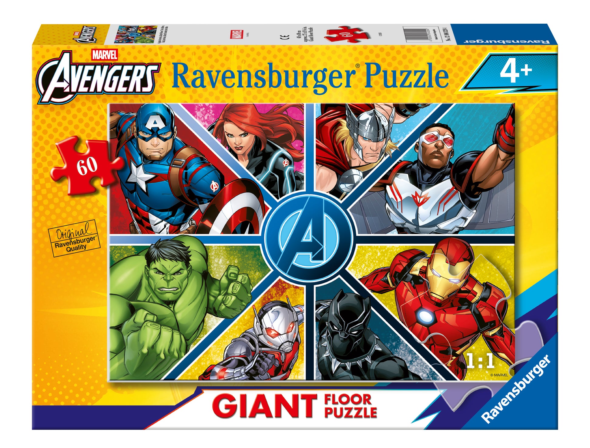 Ravensburger Marvel Avengers 60 piece children's jigsaw puzzle featuring Earth's Mightiest Heroes in an action-packed superhero scene