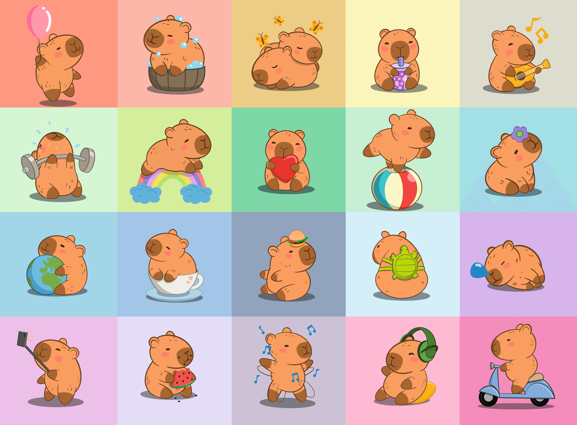 Ravensburger Capybara 100 XXL piece children's jigsaw puzzle featuring a collage of playful capybaras