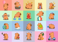 Ravensburger Capybara 100 XXL piece children's jigsaw puzzle featuring a collage of playful capybaras