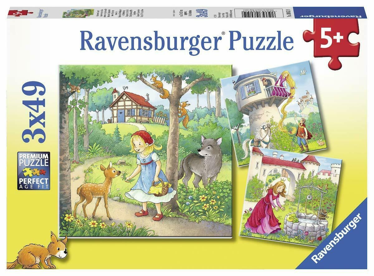 Ravensburger 3x49pc- Rapunzel, Riding Hood and Frog Puzzle