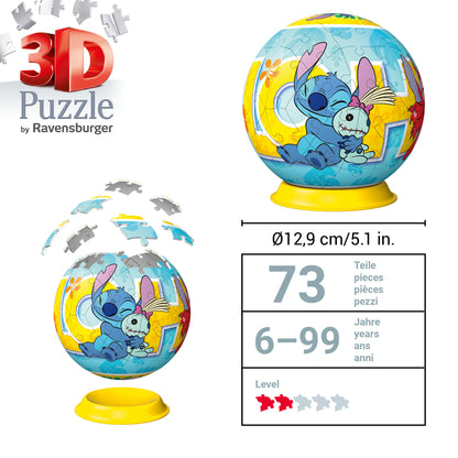 Ravensburger - Disney Stitch & Friends 3D Puzzle Ball 72pc