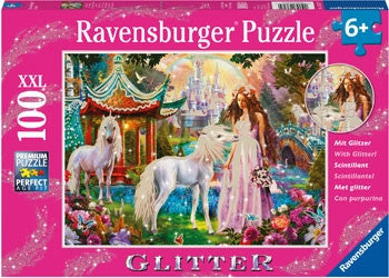 Ravensburger 100pc - Princess with Unicorn Glitter Puzzle