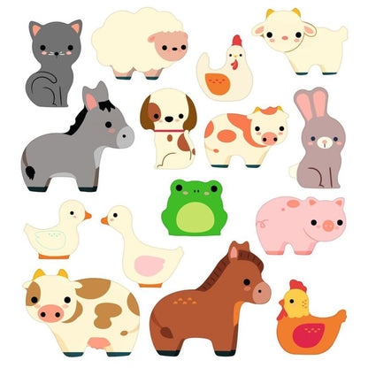 fold-out illustrated farm scene for arranging Djeco repositionable animal stickers during creative play
