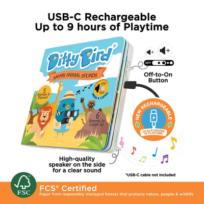 Ditty Bird Safari Animal Sounds Book | Interactive Sound Book