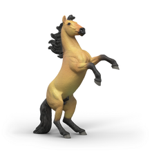 Schleich Mustang Stallion 14921 hand-painted HORSE CLUB horse figurine in a rearing pose with buckskin coat and black mane