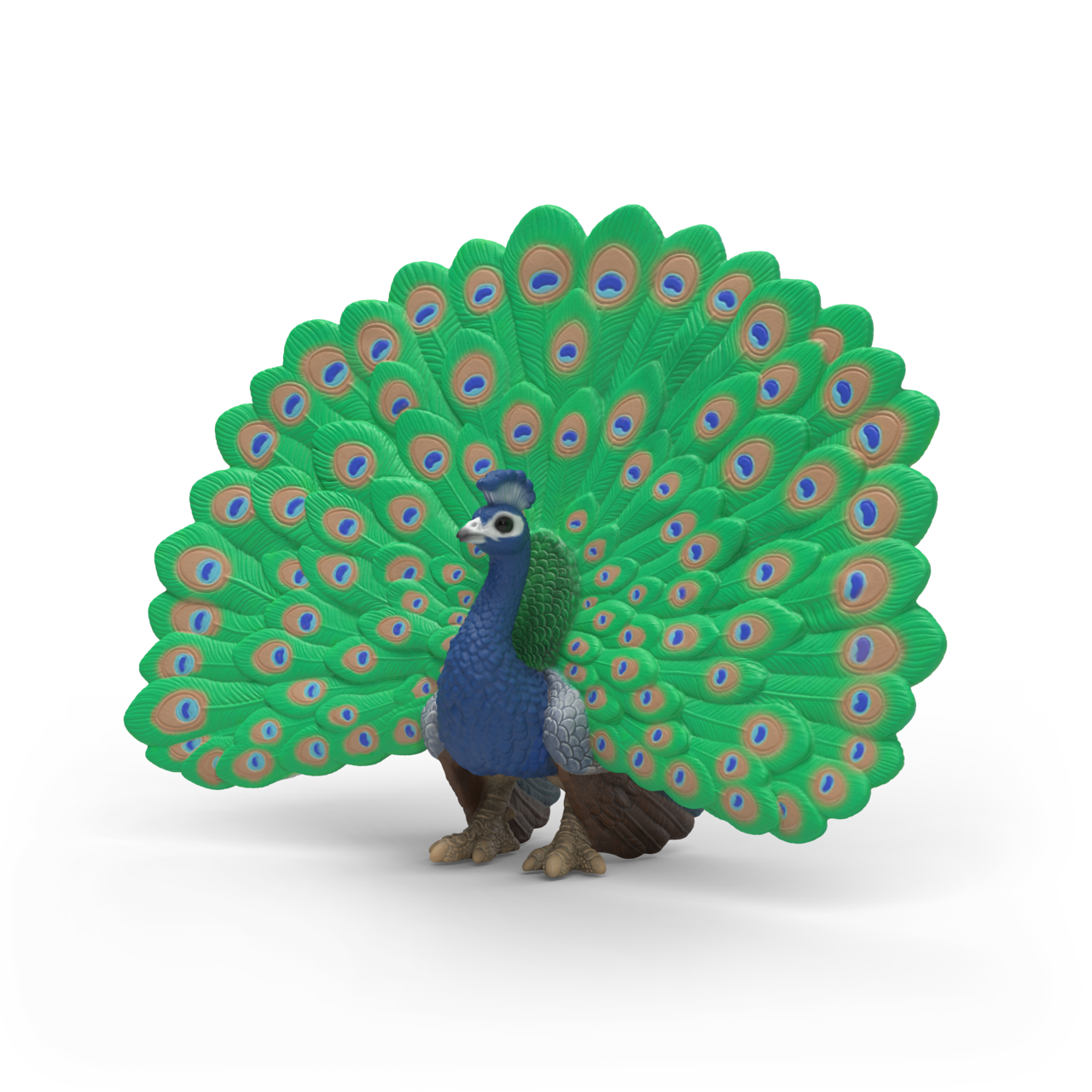 Schleich Peacock 14926 hand-painted FARM WORLD peacock figurine with colourful tail feathers