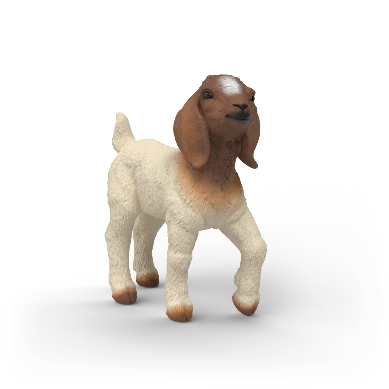 Schleich Boer Goat Kid 14930 hand-painted FARM WORLD goat figurine with realistic white coat and brown head