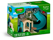 Schleich Playfun for Cats 42764 FARM WORLD playset with adult cat, kittens, playground, slide, scratching post and cat house