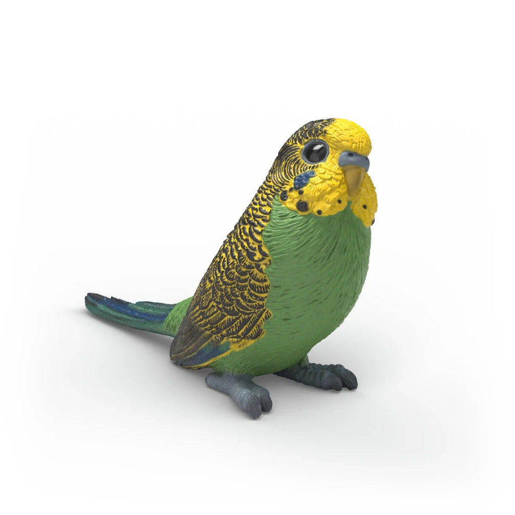 Schleich Budgie figurine with hand-painted wing barring and sculpted tail feathers