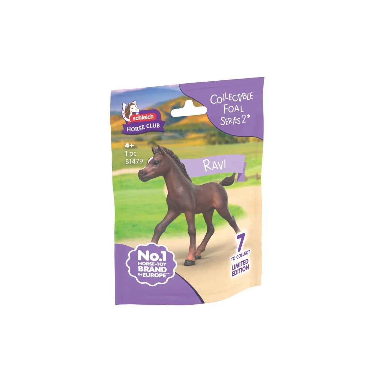 Front packaging for Schleich Collectible Foal Ravi 81479, showing the Horse Club Series 2 branding
