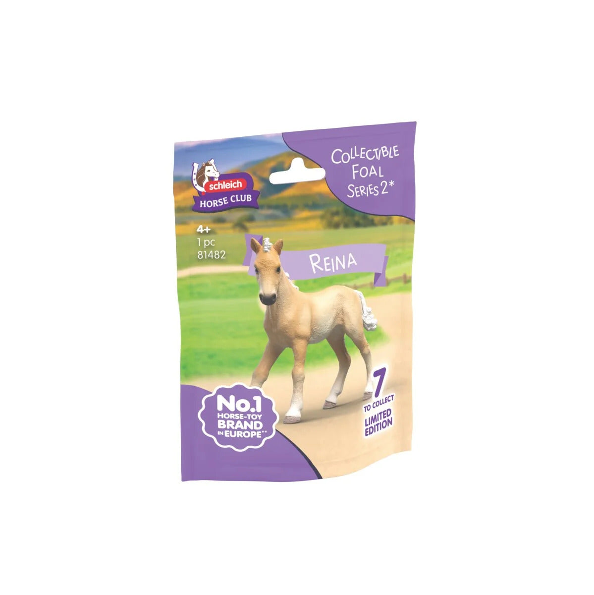 Front packaging for Schleich Collectible Foal Reina 81482, showing the Horse Club Series 2 branding