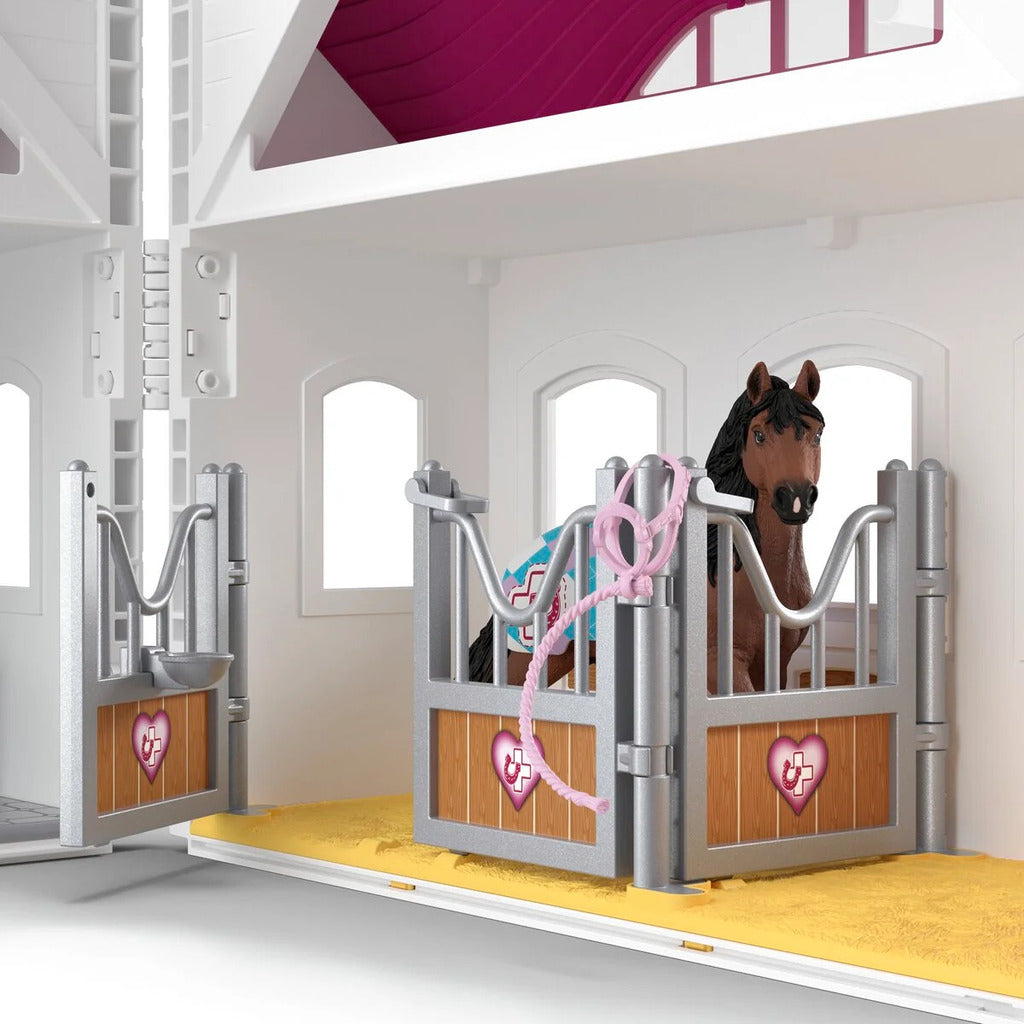 Happy Horse Hospital shown from the side with the treatment stall and clinic entrance in view