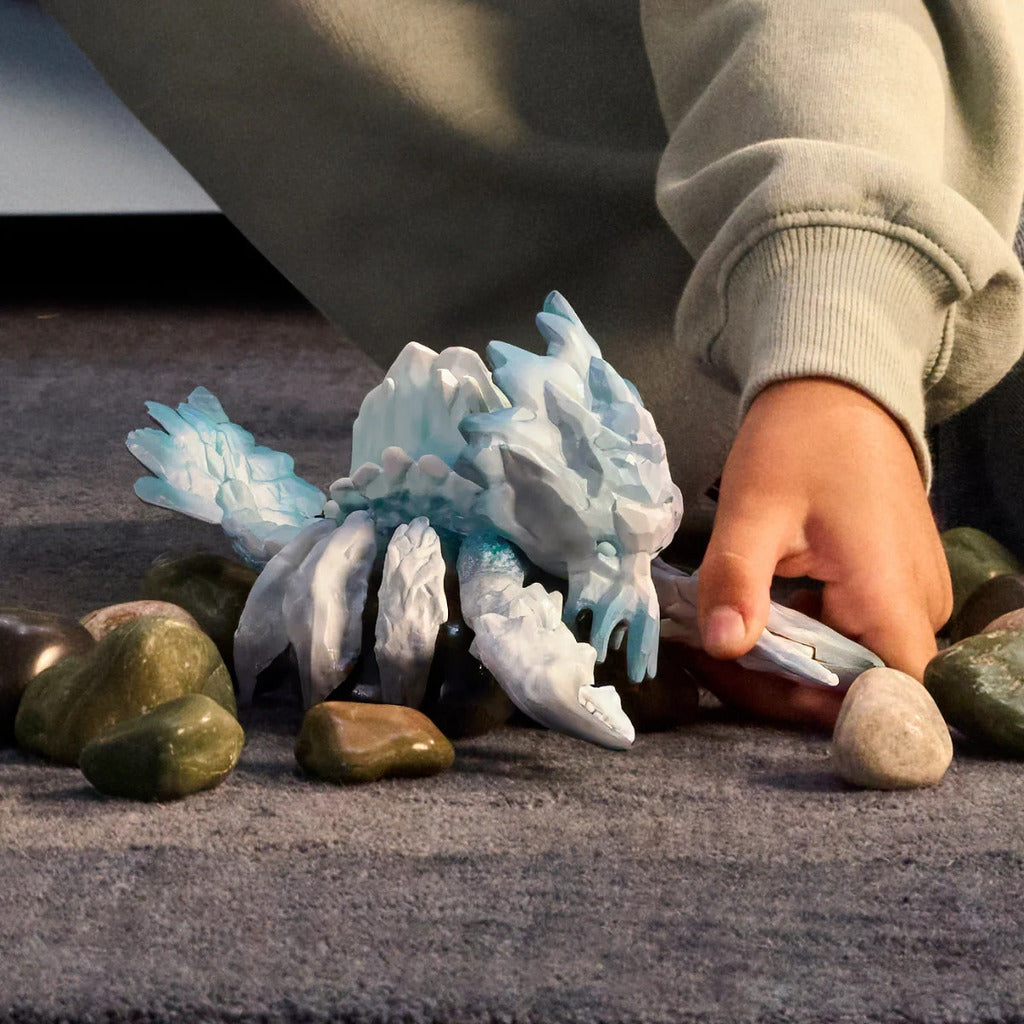 Schleich Ice Crab figure viewed from above showing the full span of its armoured claws and shell