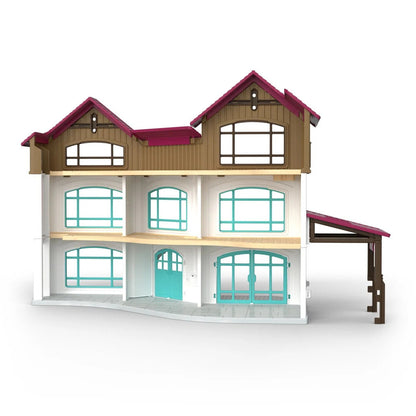 Lakeside Villa and Paddock packaging showing the assembled playset with Horse Club figures
