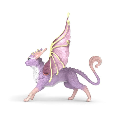 Winged Cat Dragon viewed from behind showing the wing membranes and arched spine