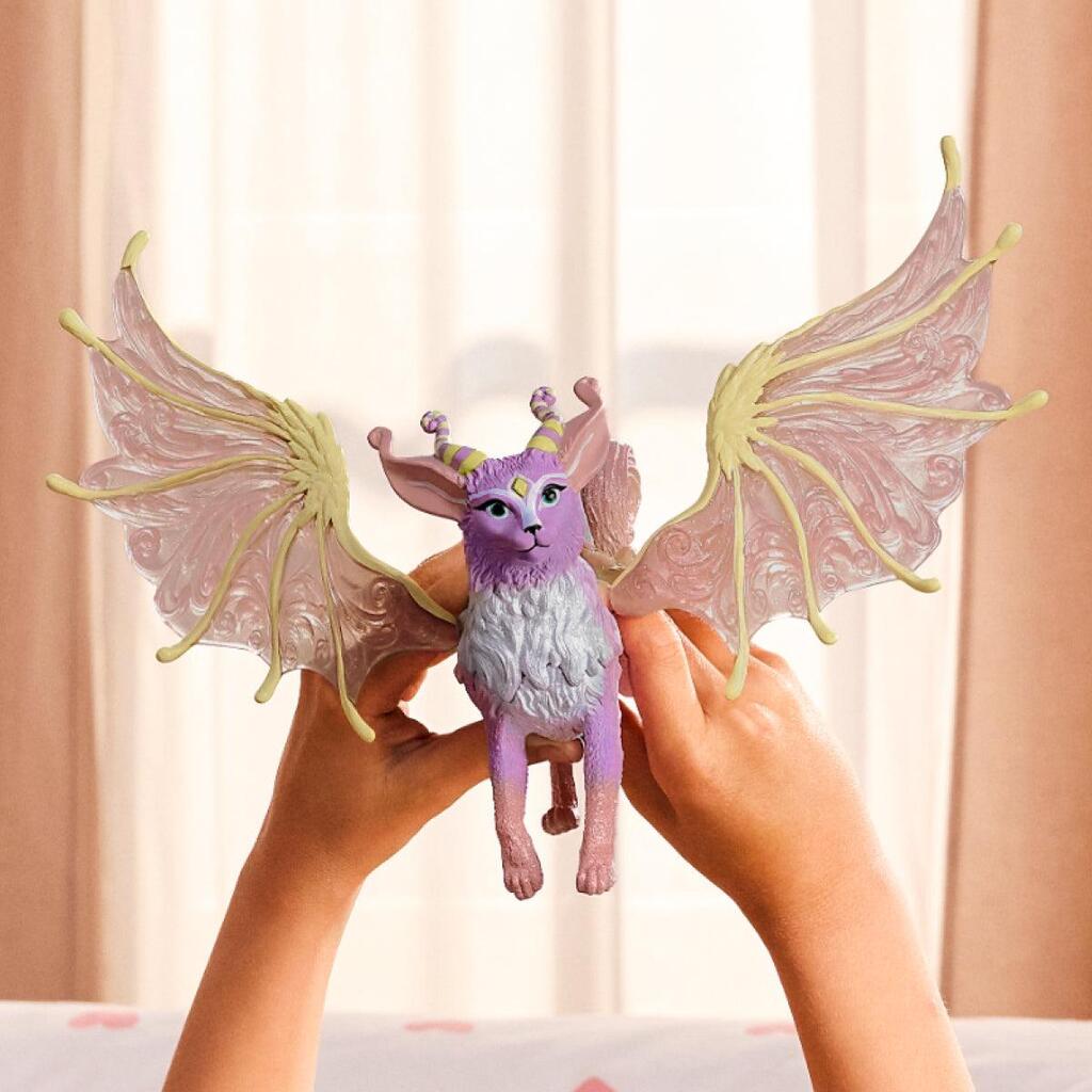 Winged Cat Dragon shown from a raised angle with its wings spread and tail curled around its body