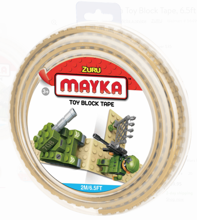 Zuru MAYKA Toy Block Tape - 2 Stud Roll 2m Beige