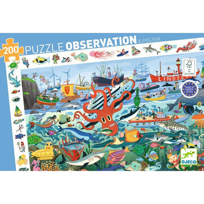 the storage box for the Djeco Secrets of the Sea observation puzzle shown from the front