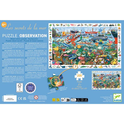 two children working together to complete the 200-piece Djeco ocean observation puzzle
