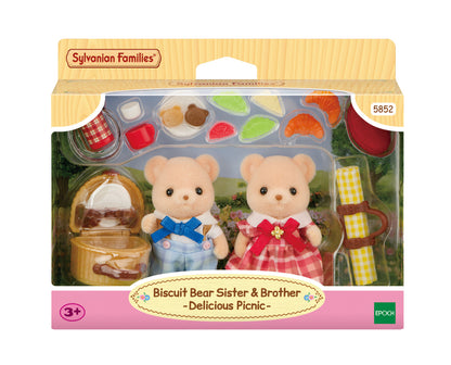 Sylvanian Families - Biscuit Bear Sister & Brother - Delicious Picnic Set
