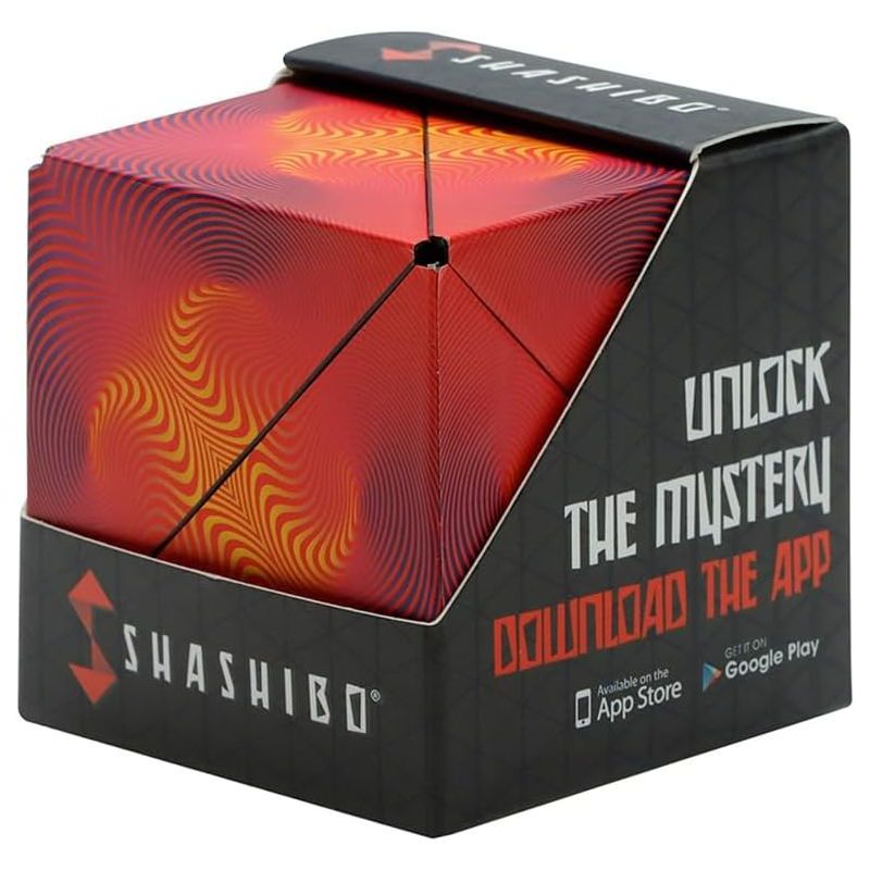 Shashibo Optical Illusion magnetic shape shifting puzzle cube with red orange and yellow geometric design