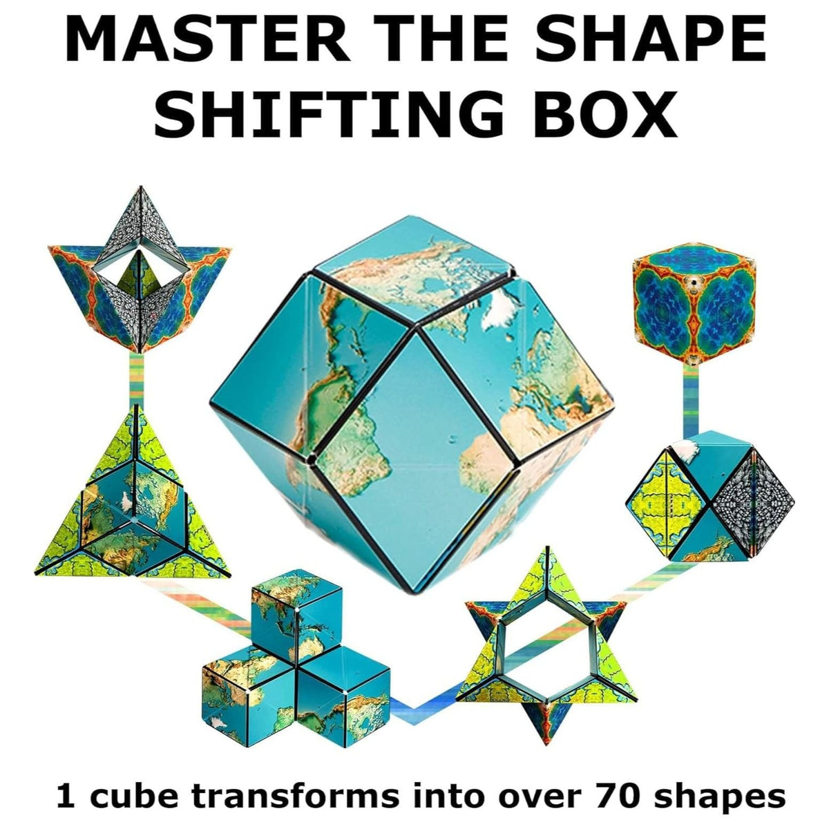 Shashibo Puzzle Cube - Earth | Magnetic Transforming Puzzle