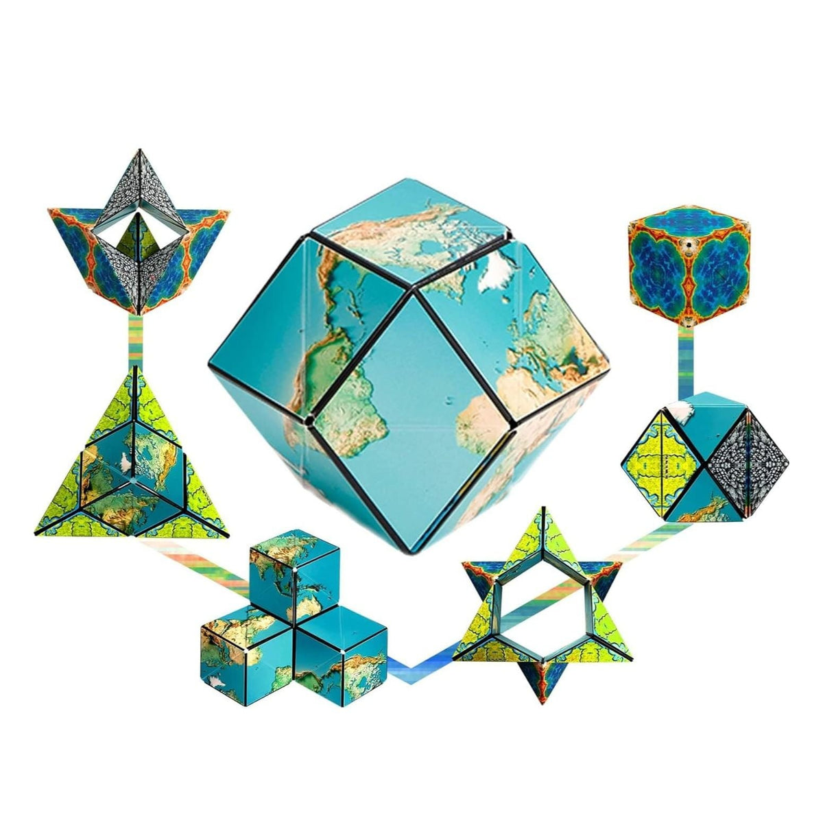 Shashibo Puzzle Cube - Earth | Magnetic Transforming Puzzle