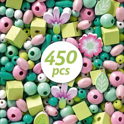 Djeco - Colourful Flowers and Foliage Wooden Beads 450pcs
