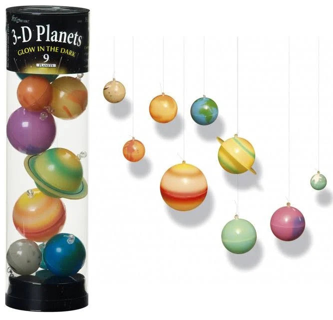 Glowing 3D Planets in Tube