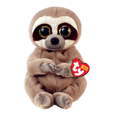 Silas the Grey Sloth Ty Beanie Belly soft plush toy photographed front-on, 15cm, on a white background