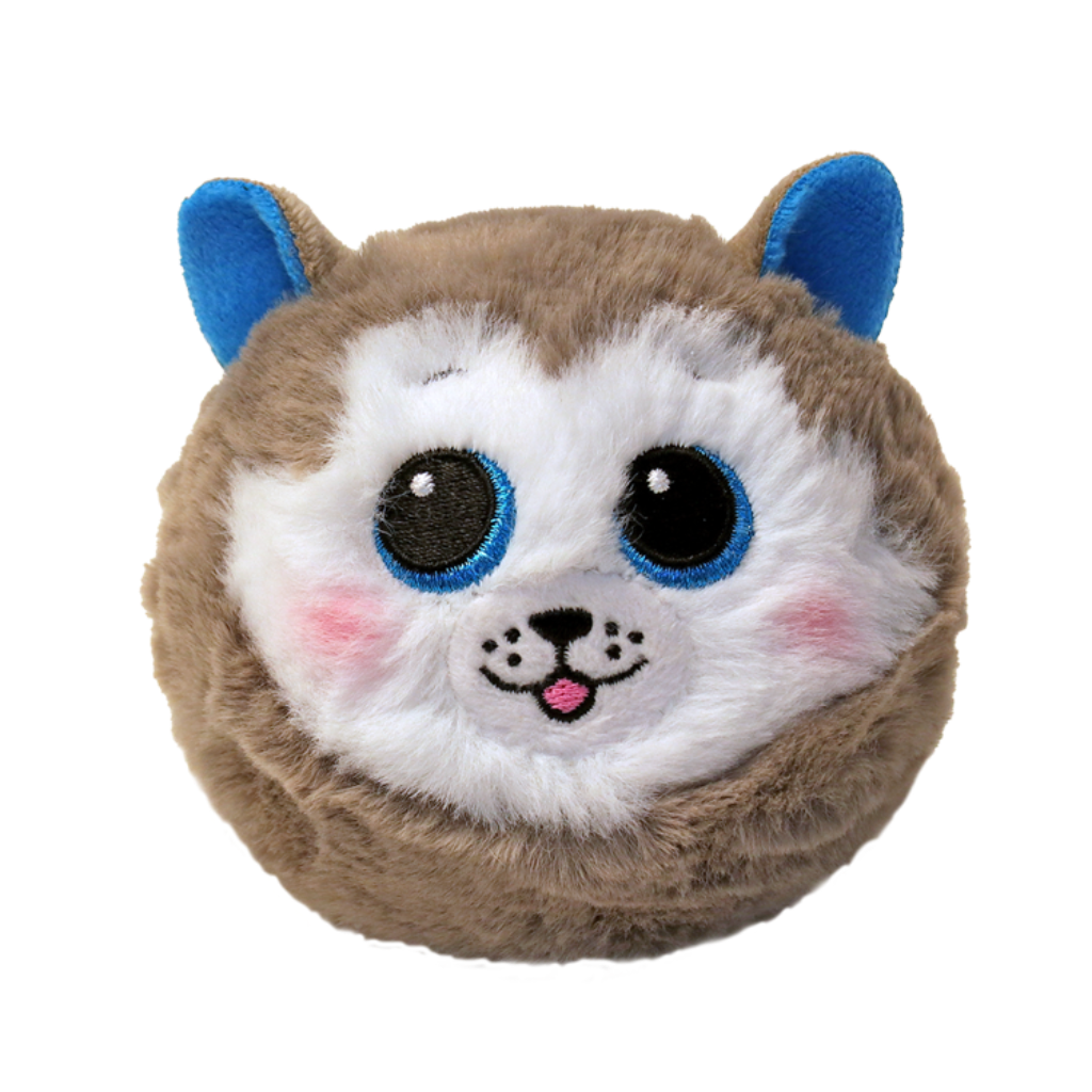 Slush the Grey Husky 10cm Ty Beanie Bouncer plush toy shown front-on against a white studio background