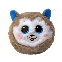 Slush the Grey Husky 10cm Ty Beanie Bouncer plush toy shown front-on against a white studio background