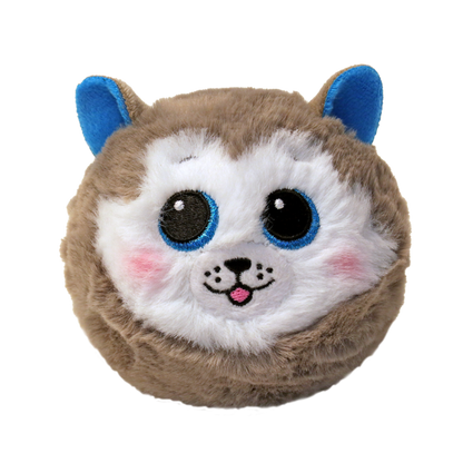 Slush the Grey Husky 10cm Ty Beanie Bouncer plush toy shown front-on against a white studio background