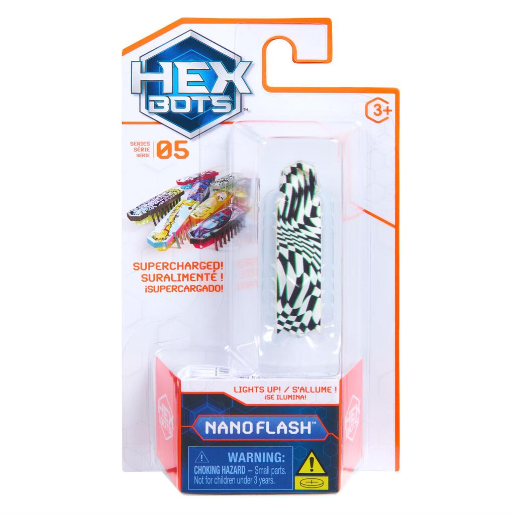 HEXBUG Flash Nano light-up robotic bug by Spin Master, a vibration-powered micro robot in a street-art design