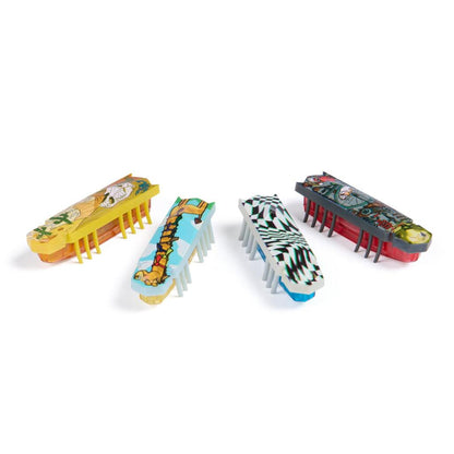 HEXBUG Flash Nano running through a homemade obstacle course built from books, rulers and small cardboard boxes