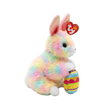 Sprout the Rabbit Ty plush shown with the red Ty Heart swing tag attached, on a plain white background