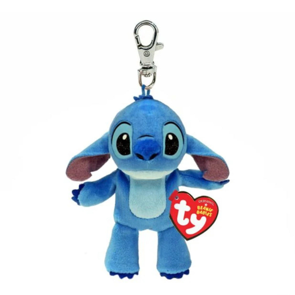 The Stitch Ty Beanie Boo Clip collectible plush toy photographed front-on, 10cm, on a white background