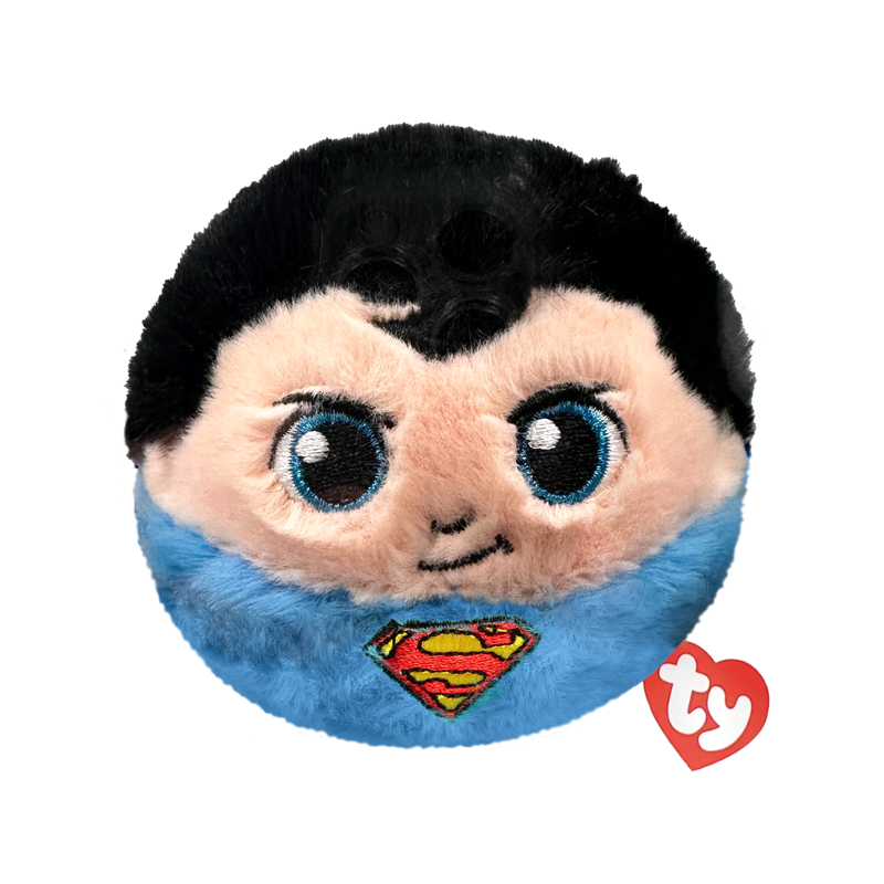 Front view of the Superman Ty Beanie Bouncer plush toy shown front-on against a plain white background