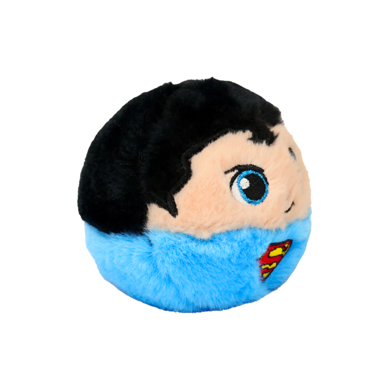 Superman 10cm Ty plush with the red Ty Heart swing tag attached, confirming it is a genuine Ty product