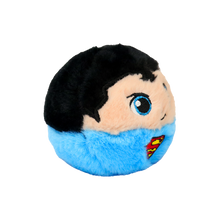 Superman 10cm Ty plush with the red Ty Heart swing tag attached, confirming it is a genuine Ty product
