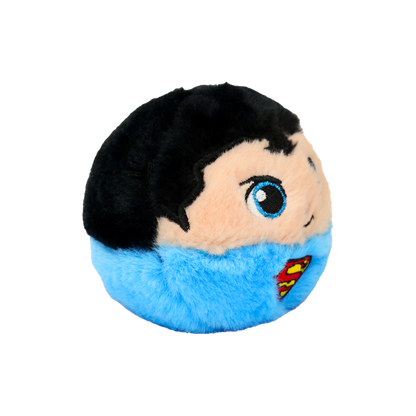 Superman 10cm Ty plush with the red Ty Heart swing tag attached, confirming it is a genuine Ty product