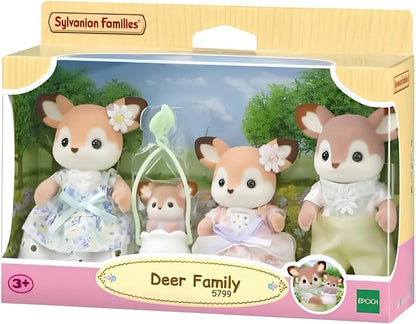 Sylvanian Families® Deer Family figure set including Marius, Primrose, Sofia and Baby Aster with cradle accessory