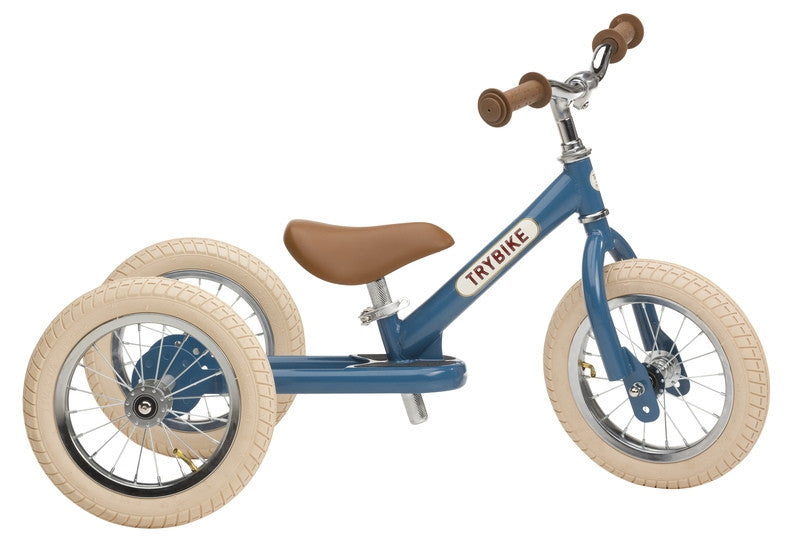 Trybike - Matte Blue Vintage bike with Cream Tyres and Chrome (3 wheel)